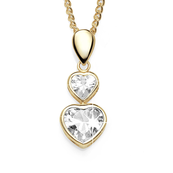 9 Carat Cubic Zirconia Double-Heart Pendant