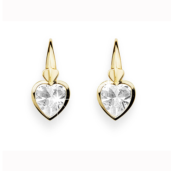 9 Carat Cubic Zirconia Heart Drop Earrings