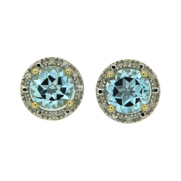 9ct Gold Blue Topaz and Diamond Earrings