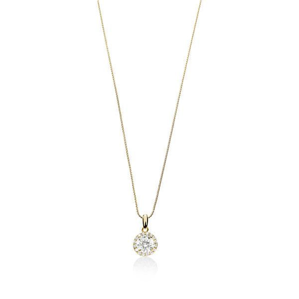 9ct Gold Cubic Zirconia Halo Pendant