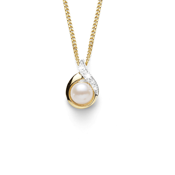 9ct Pearl & Diamond Pendant