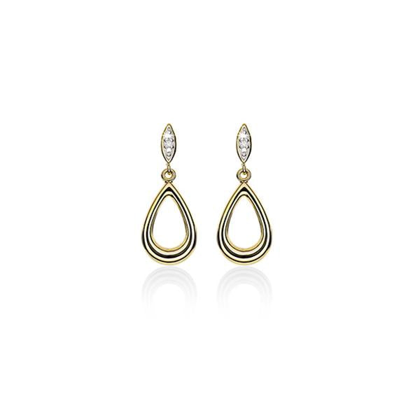 9ct Polished Pear Drop Earrings With Diamond Top