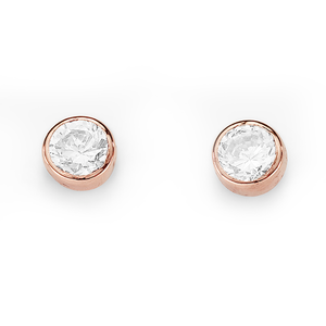 9ct Rose Gold Bezel-Set CZ Earrings