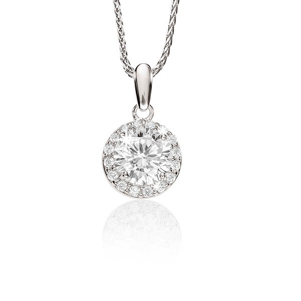 9ct White Gold Cubic Zirconia Halo Pendant