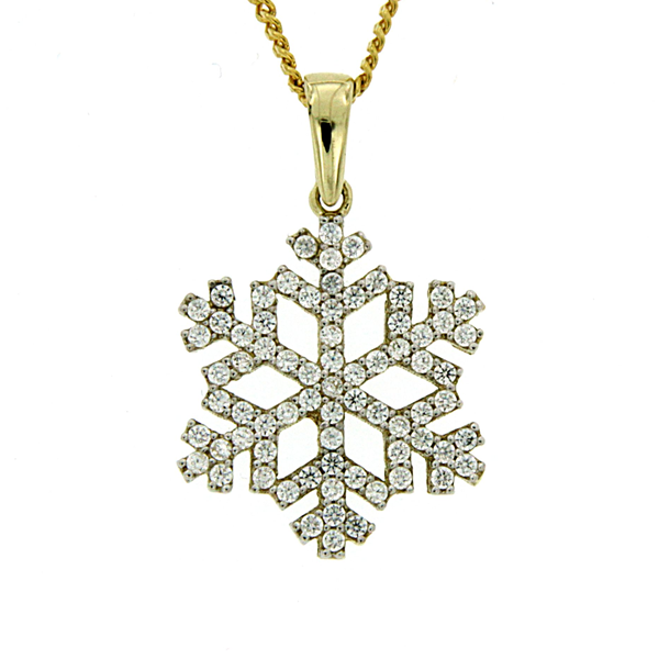 9ct cubic zirconia snowflake pendant Jim Hughes Sons Jewellers