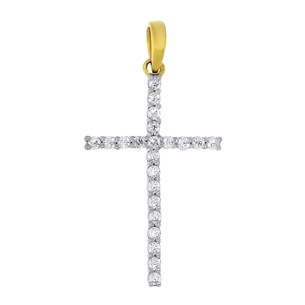 9ct gold 0.12ct diamond cross pendant