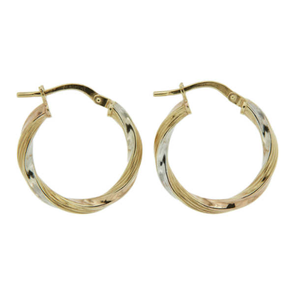 9ct gold 3 tone hoops