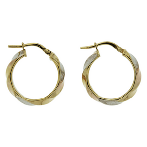 9ct gold 3 tone hoops