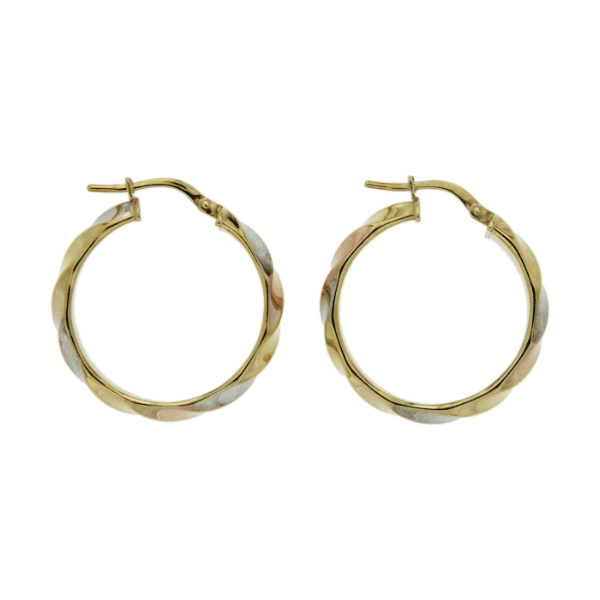 9ct gold 3 tone hoops