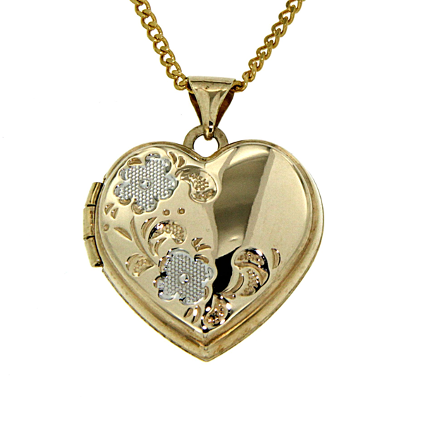 9ct gold-bonded silver 2 tone heart locket