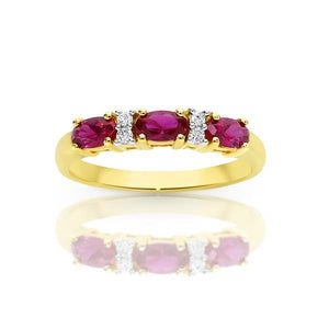 9ct gold created ruby and diamond ring