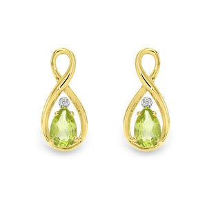 9ct gold peridot and diamond earrings