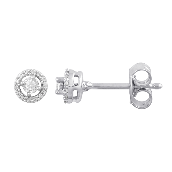 9ct white gold 0.10ct diamond halo earrings