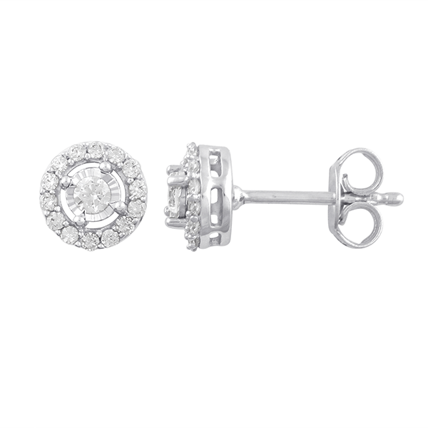 9ct white gold 0.25ct diamond halo earrings