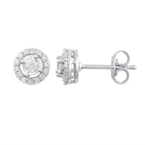 9ct white gold 0.25ct diamond halo earrings