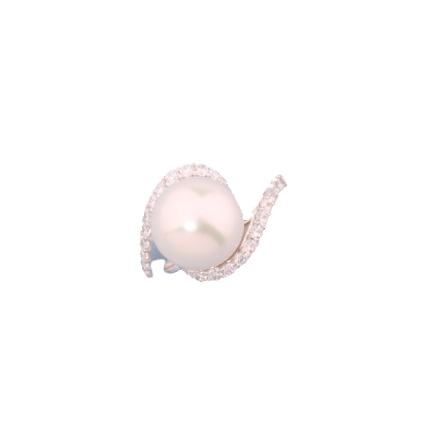ARAFURA SS 13-15mm south sea cultured pearl & CZ wrap around ring