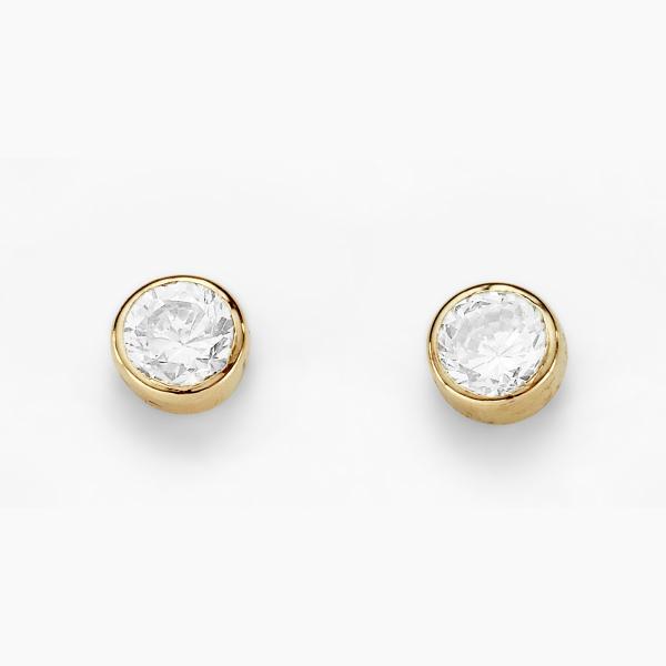9 Carat Bezel-Set 4mm Cubic Zirconia Earrings