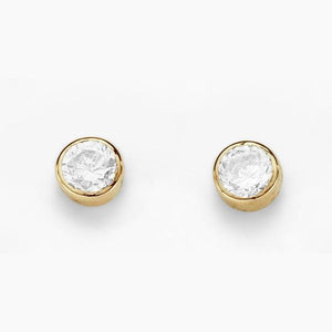 9 Carat Bezel-Set 4mm Cubic Zirconia Earrings