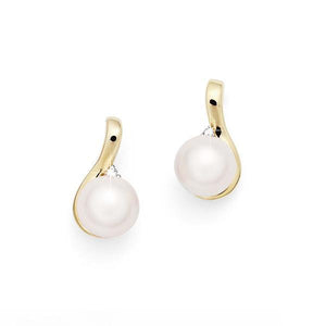 9ct Pearl & Diamond Earrings