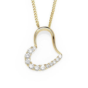 9ct gold cubic zirconia heart slider #