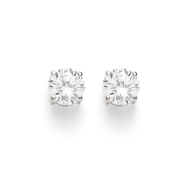 Sterling Silver 8mm round cubic zirconia studs