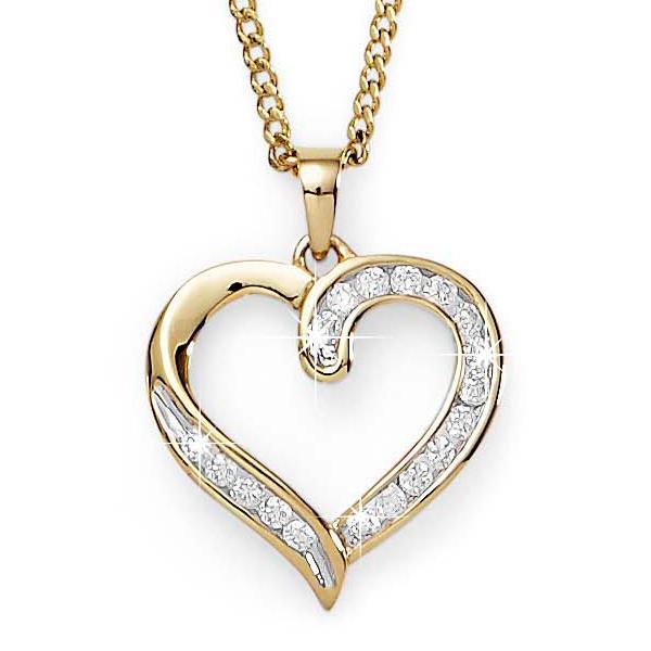 9ct Gold 0.25ct+ Diamond Heart Pendant