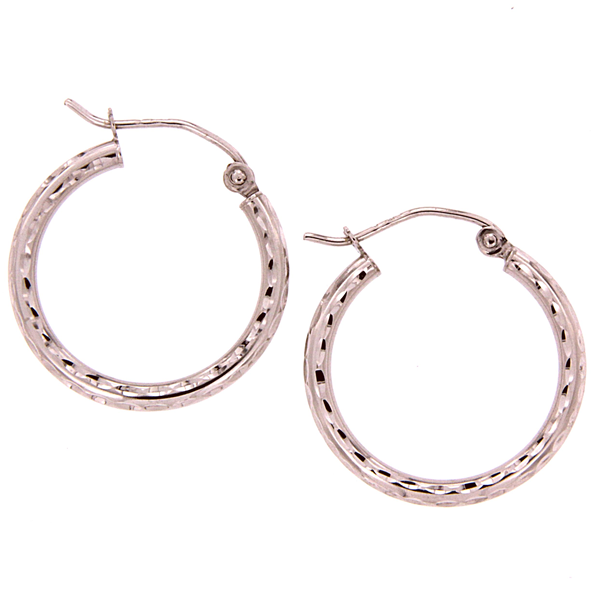 9ct Rose Gold 20mm Outer Diameter Diamond Cut Hoop Earrings