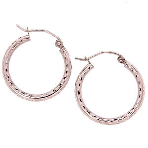 9ct rose 15mm diamond-cut hoops