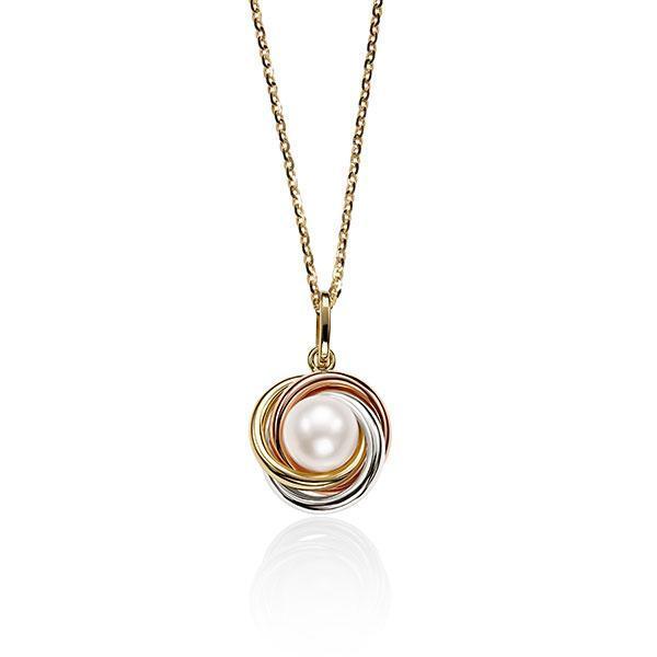 9ct Y/W/R gold pearl necklet"