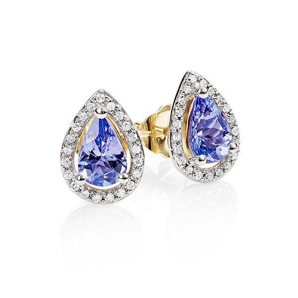 9ct Tanzanite & Diamond Halo Studs