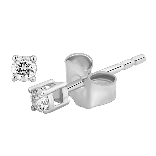 9ct White Gold 4 Claw Diamond Studs (Tdw = 0.15ct Gh P1/2)