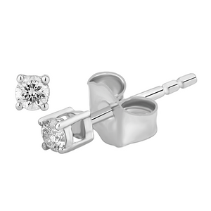 9ct White Gold 4 Claw Diamond Studs (Tdw = 0.15ct Gh P1/2)