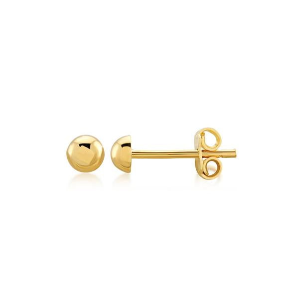 9ct RG 4mm polished half dome stud earrings