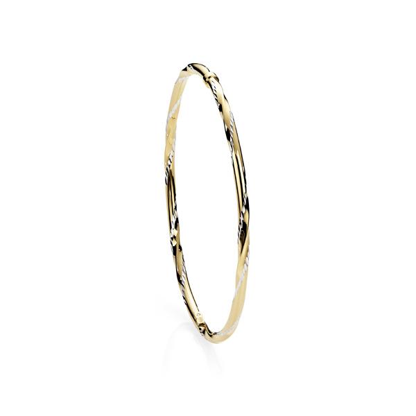 9ct Gold Bonded 65mm Diamond Cut Twist/Polished Bangle