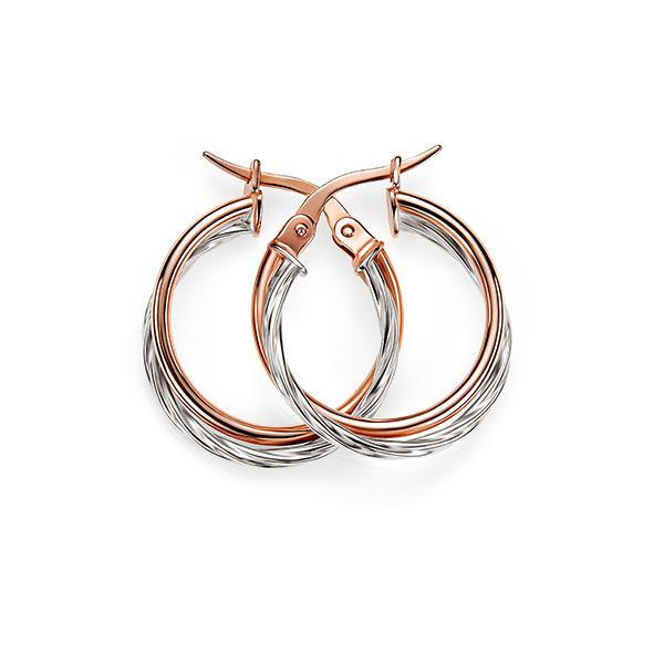 9Ct Rose & White Gold Hoops