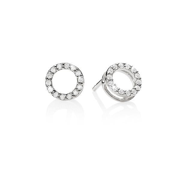 Sterling Silvercubic zirconia circle stud earrings