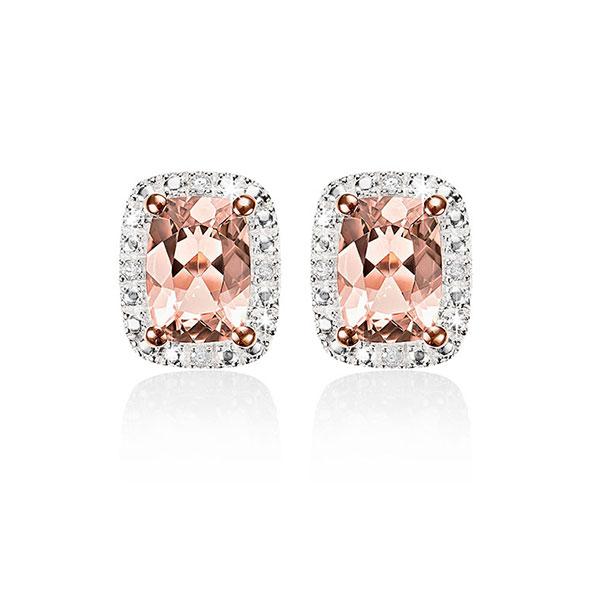 9ct rose gold morganite & diamond studs