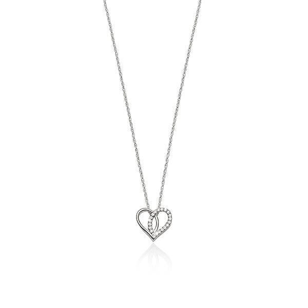 Sterling Silver cubic zirconia heart necklet