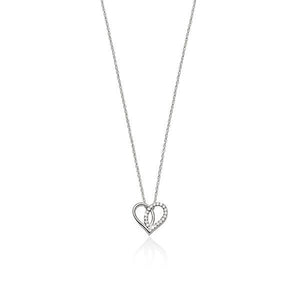 Sterling Silver cubic zirconia heart necklet
