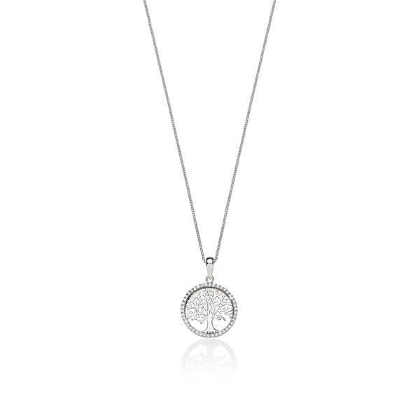 Sterling Silver cubic zirconia tree of life necklet