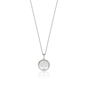 Sterling Silver cubic zirconia tree of life necklet