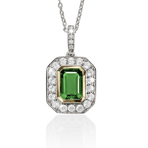 S/S 9ct cr^ emerald & cr^ white sapphire  necklet