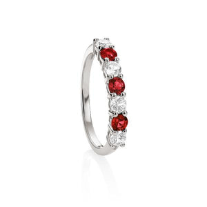 Sterling Silver ruby & white sapphire eternity ring