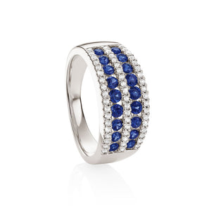S/S cr^ sapphire & cr^ white sapphire ring