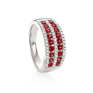 S/S cr^ ruby  & cr^ white sapphire ring