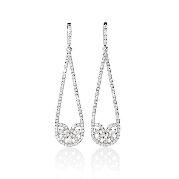 Sterling Silver cubic drop earrings