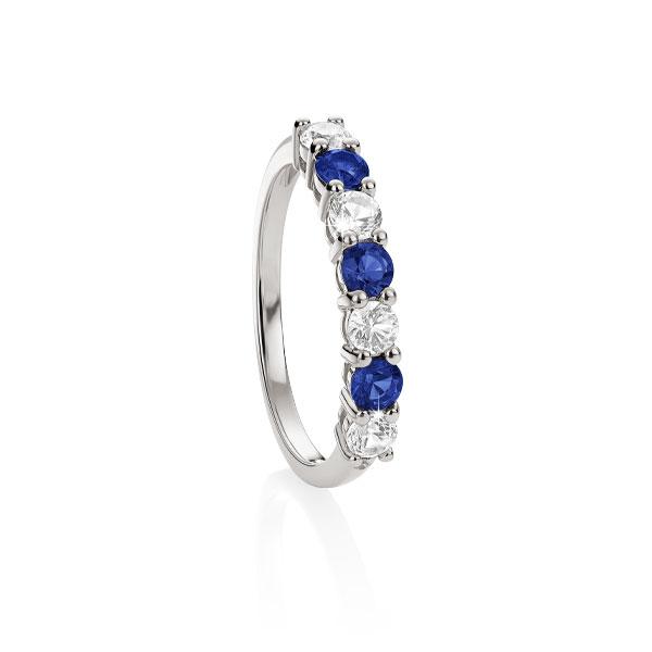Sterling Silver emerald & white sapphire eternity ring