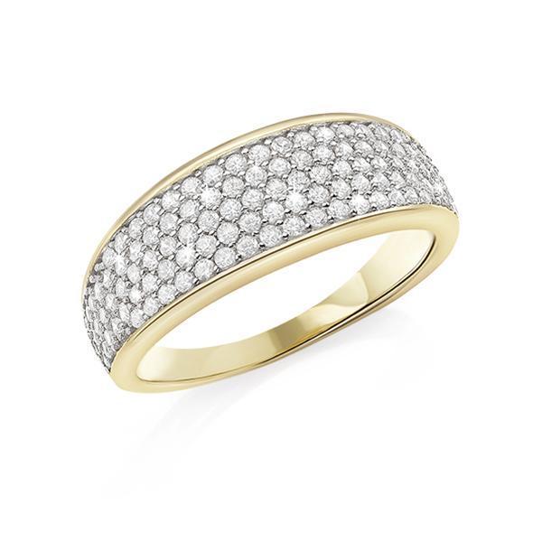 9ct yellow cubic zirconia pave set ring