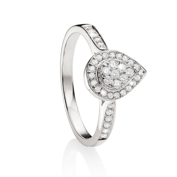 9ct white gold 0.36ct+ diamond cluster Ring