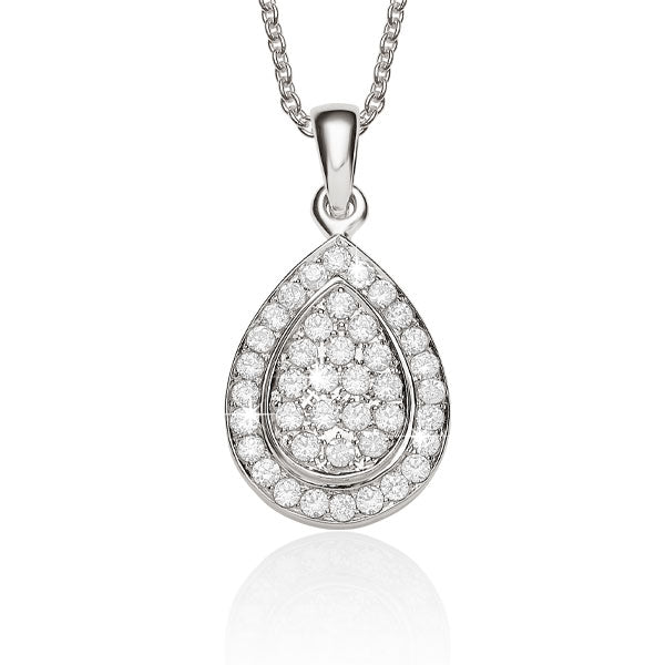 9ct white gold 0.36ct+ diamond cluster pendant #